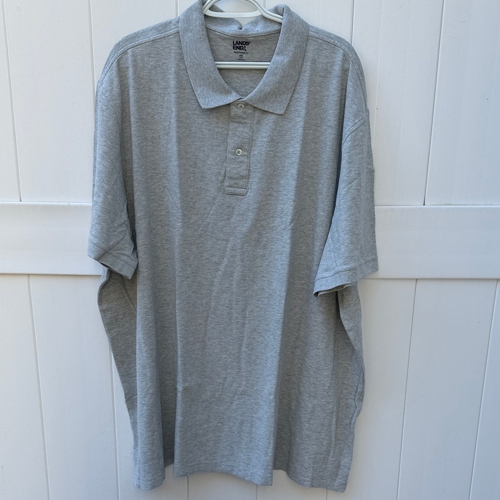 Lands' End Men's Polo in Light Gray SZ 4XL